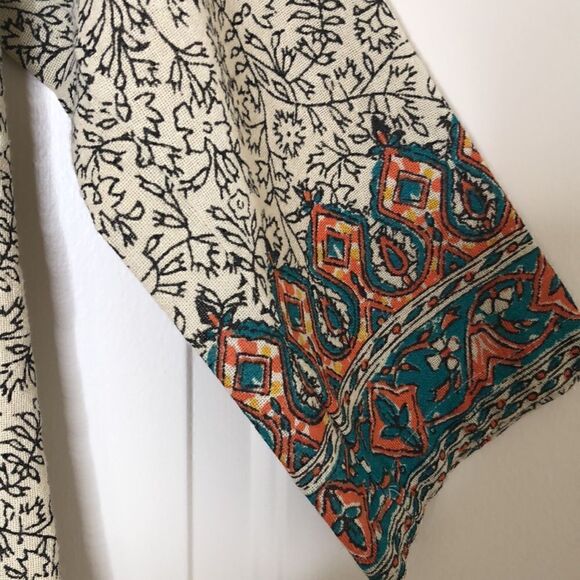 Lucky Brand Black and White Print Shift Dress With Colorful Borders and Sequins - Picture 3 of 16